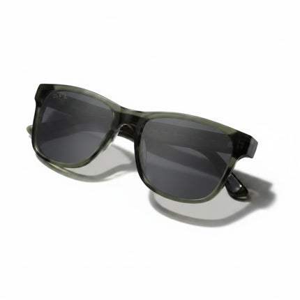 Dark green sunglasses with dark lenses
