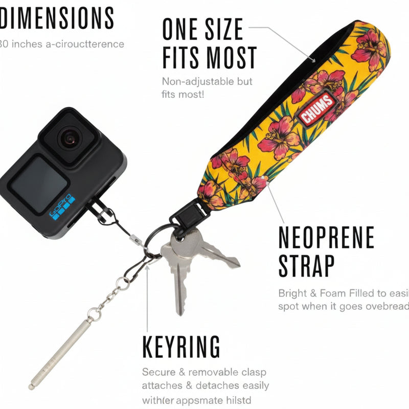 Chums neoprene strap with keyring and GoPro camera