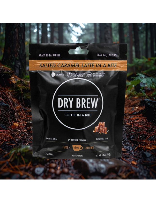 Dry Brew coffee package in a forest setting