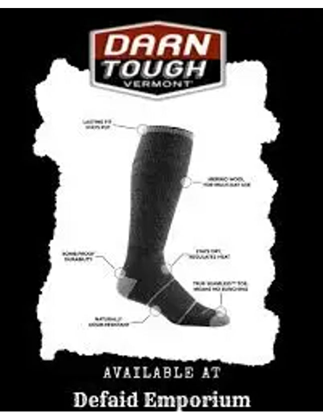 Darn Tough Vermont sock with features highlighted