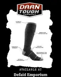 Darn Tough Vermont sock with features highlighted