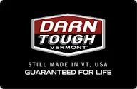 Darn Tough Vermont logo with text Still made in VT, USA, Guaranteed for life