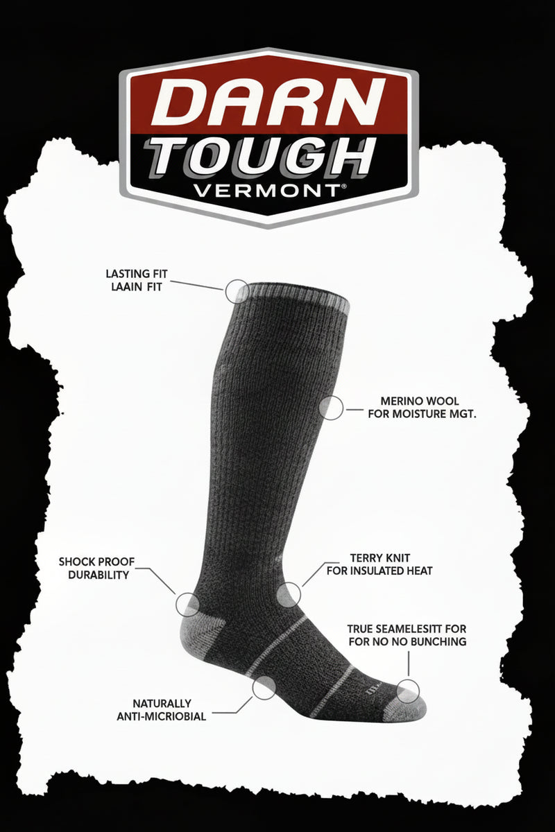 Darn Tough Vermont sock features diagram