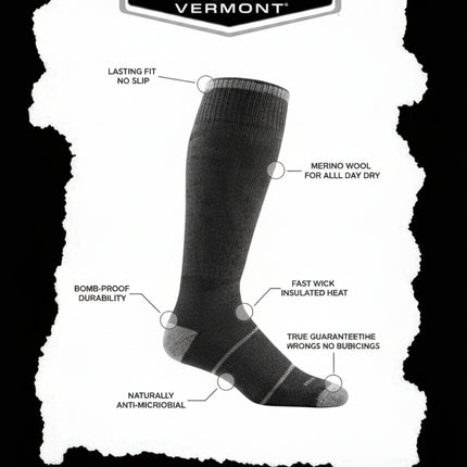 Darn Tough Vermont sock with features highlighted