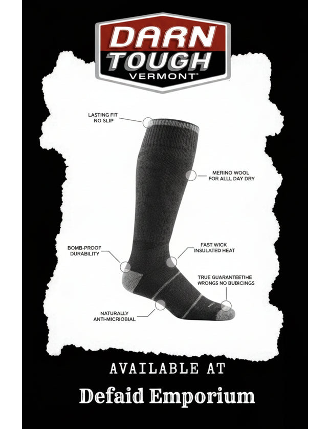 Darn Tough Vermont sock with features highlighted