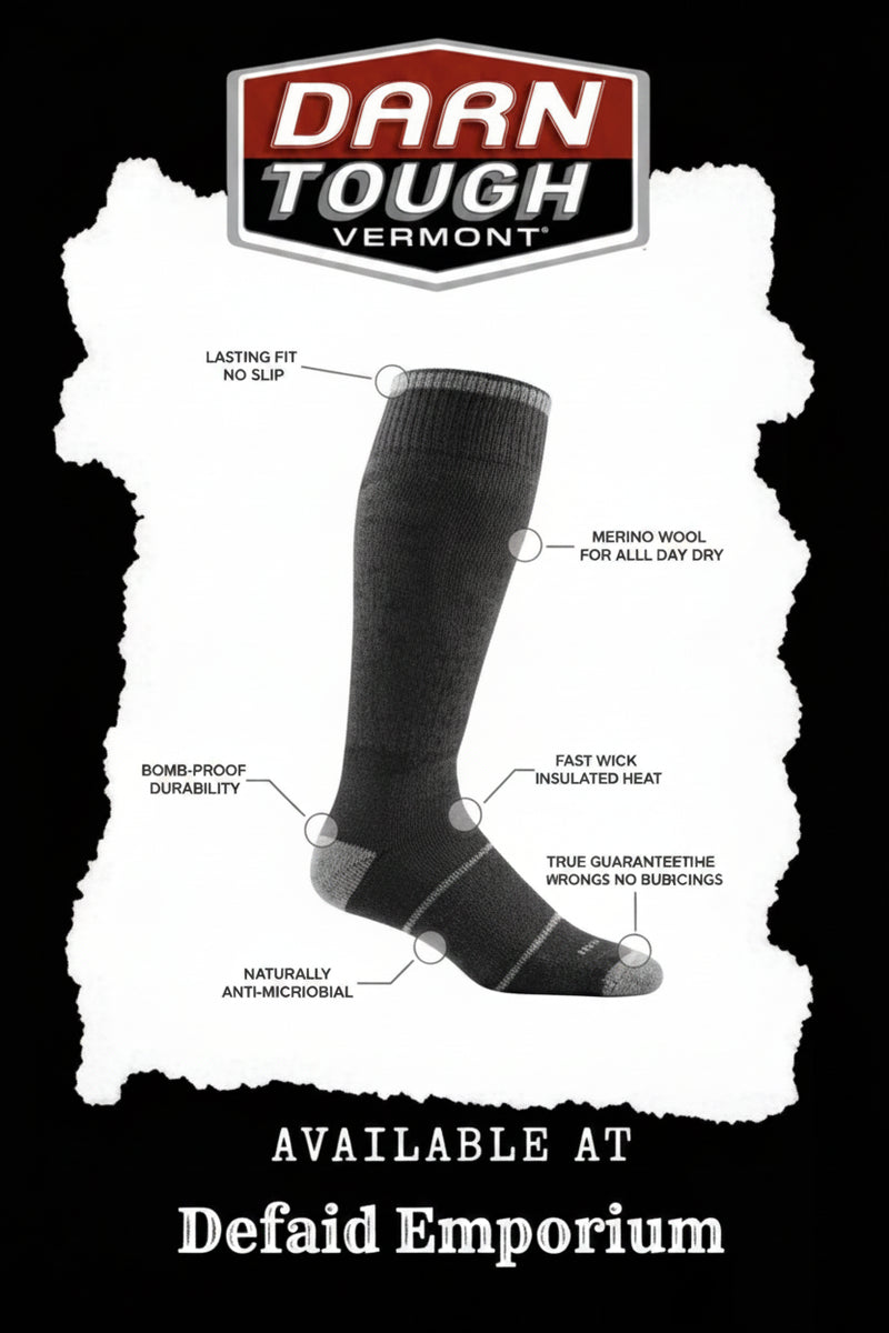 Darn Tough Vermont sock with features highlighted