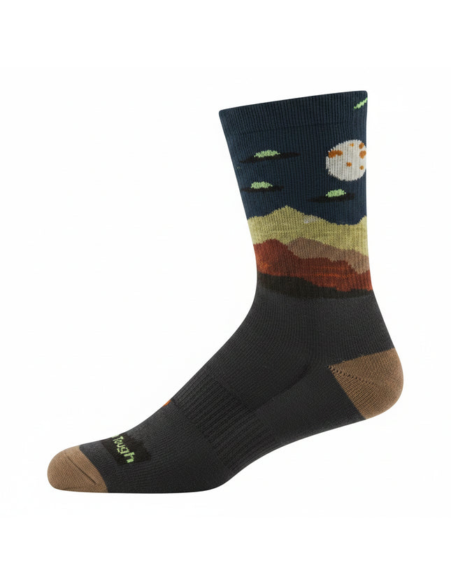 Darn Tough mens spur light cushion crew sock with desert night scene