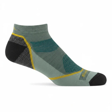 Ankle sock in shades of green and black with yellow stripes