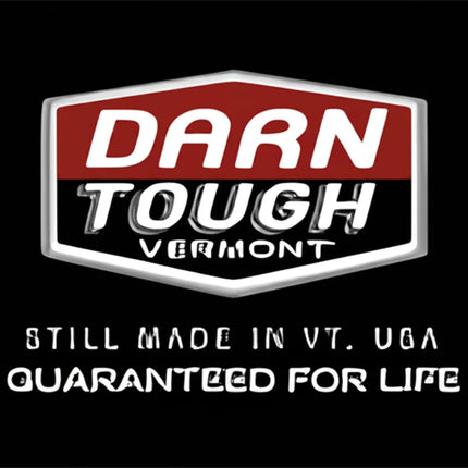 Darn Tough Vermont logo with text Still Made in VT, USA Guaranteed for Life