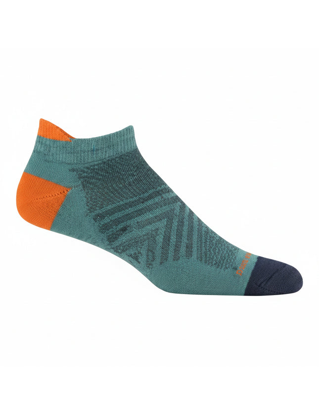 Teal, orange, and navy blue athletic sock