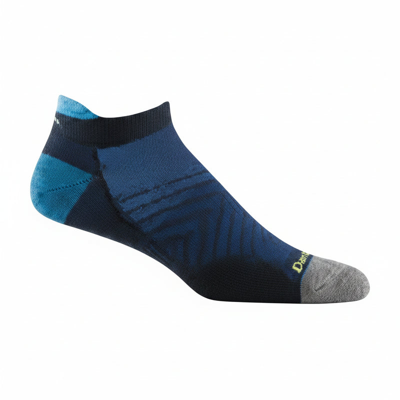 Darn Tough Element No Show Tab Lightweight with Cushion Sock in blue and grey