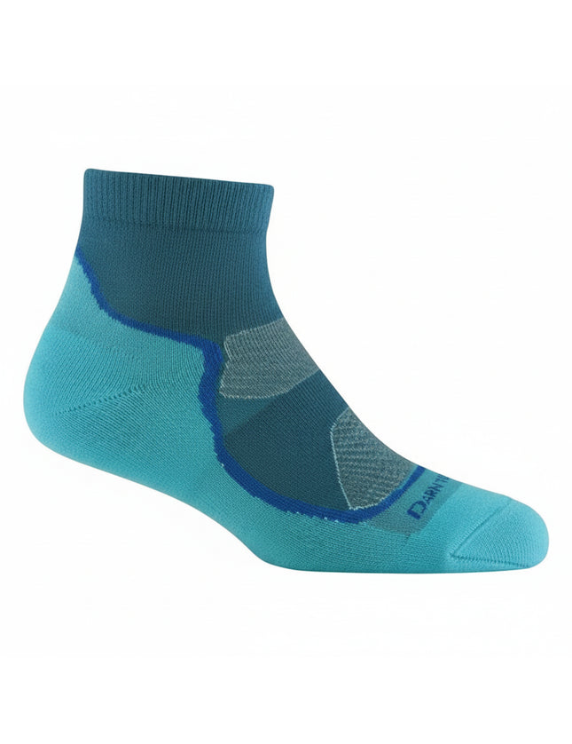 Teal and blue ankle sock with gray accents