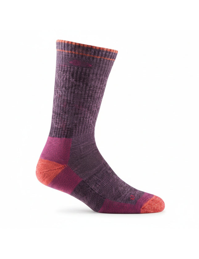Purple and pink sock with orange accents
