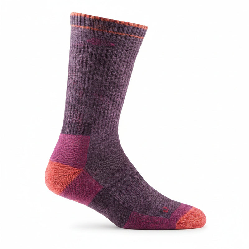 Purple and pink sock with orange accents