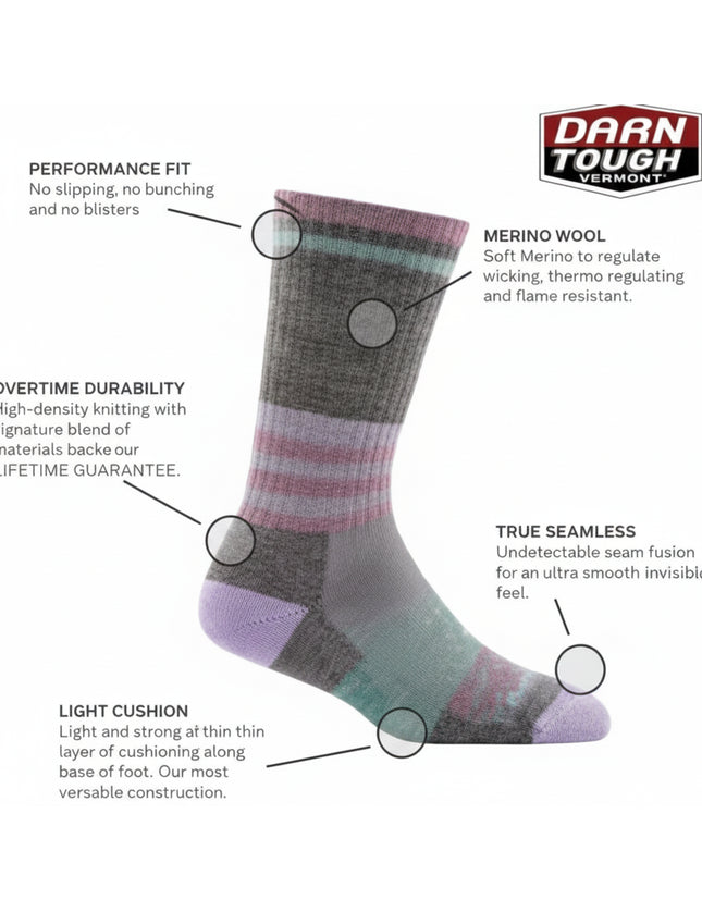 Darn Tough Vermont sock with performance fit, merino wool, durability, seamless, light cushion