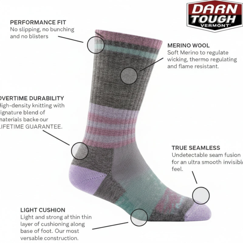 Darn Tough Vermont sock with performance fit, merino wool, durability, seamless, light cushion
