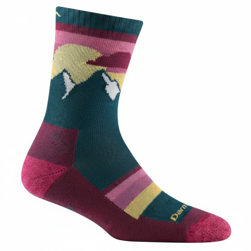 Darn Tough women's sock with mountain and sunset design