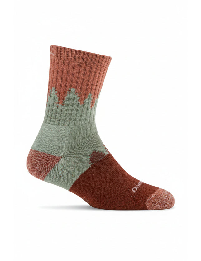 Darn Tough Hiker Micro Crew Cushion Sock in a red and green color block pattern