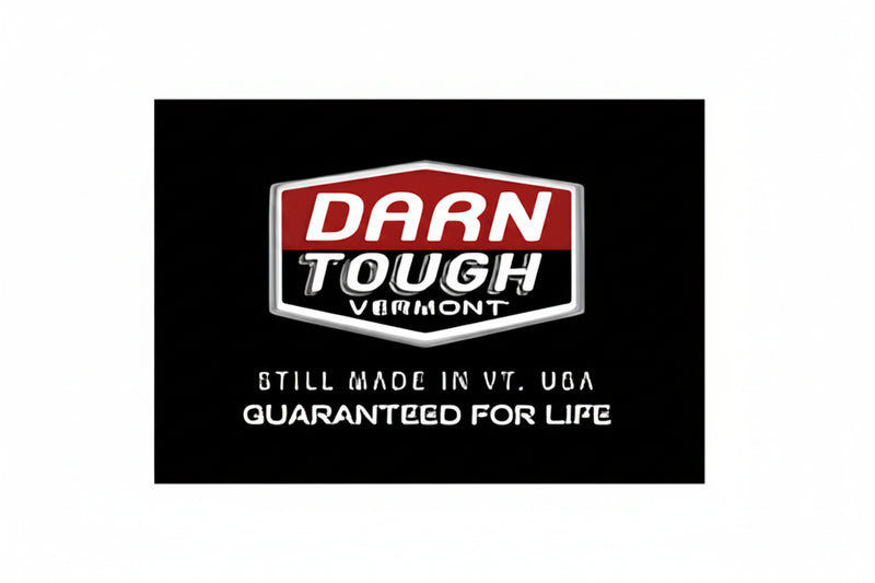 Darn Tough Vermont logo with text Still Made in VT, USA Guaranteed for Life