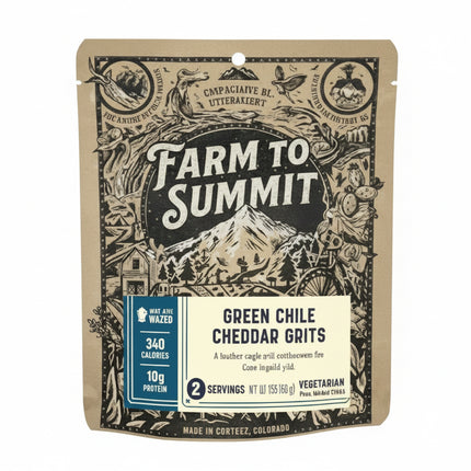 Farm to Summit Green Chile Cheddar Grits packaging