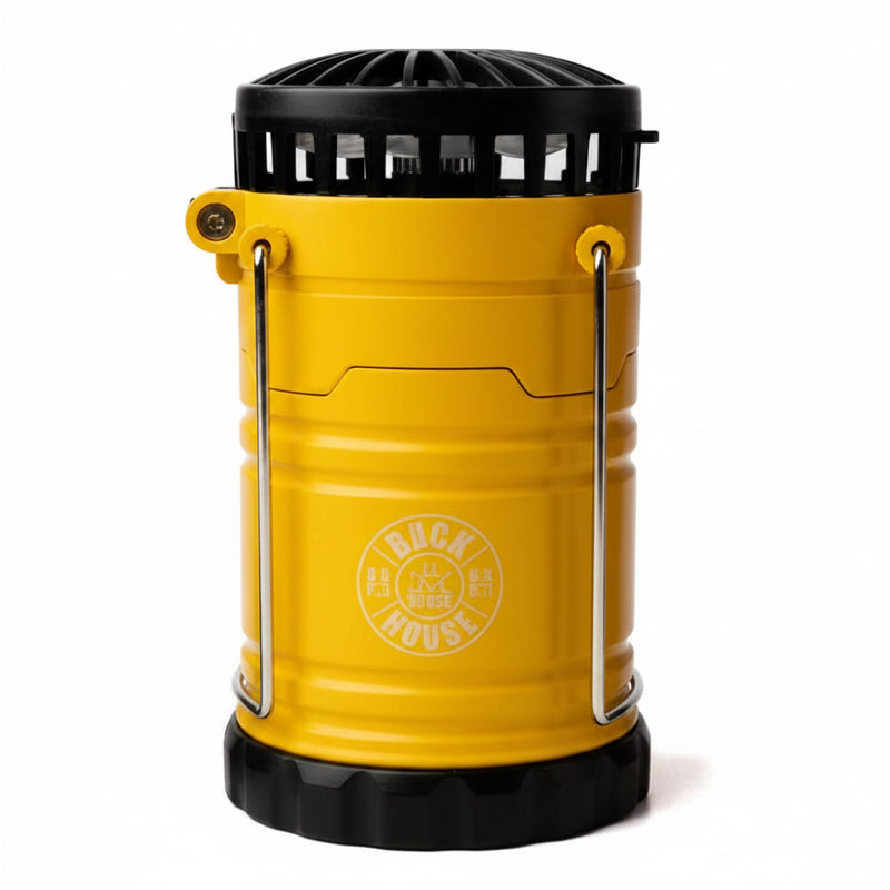 Yellow Buck House mosquito repellent device with black top and base