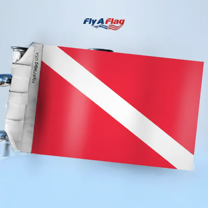 Red and white diver down flag
