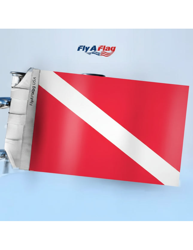 Red and white diver down flag
