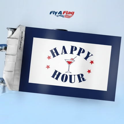 Happy Hour flag with a cocktail glass and stars