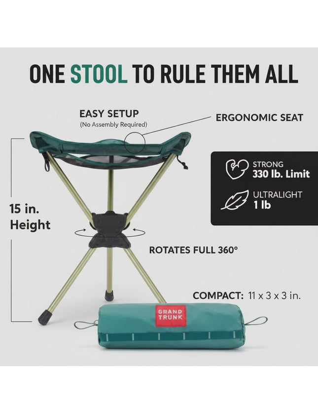 Grand Trunk portable stool with dimensions and features