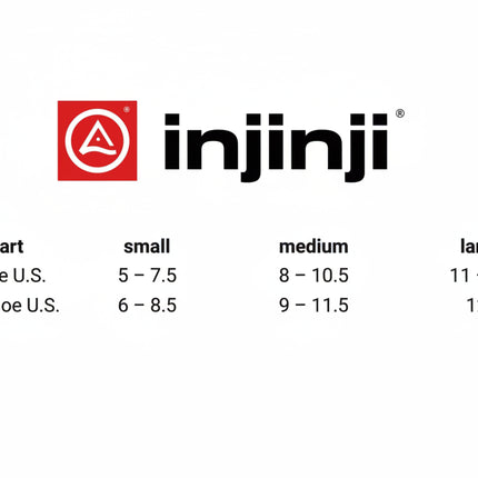 Injinji shoe size chart for men and women
