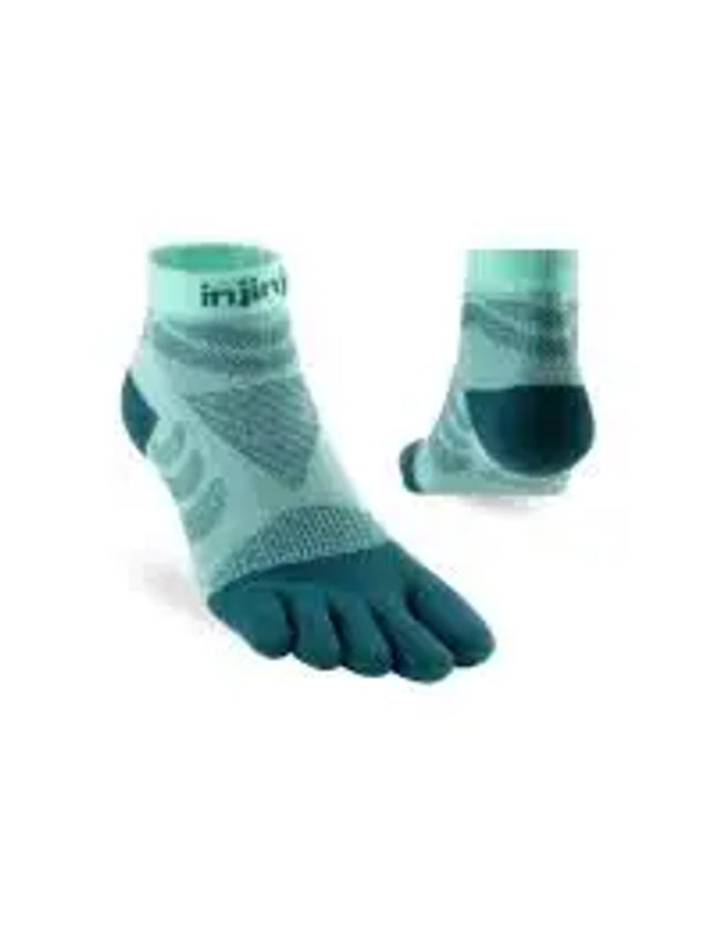 Injinji Run Lightweight No-Show Coolmax Socks in mint green and teal