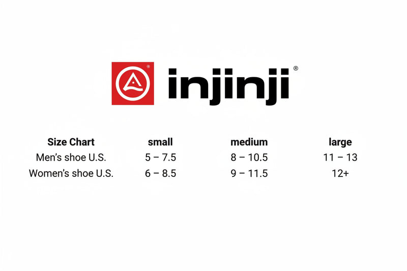 Injinji shoe size chart for men and women