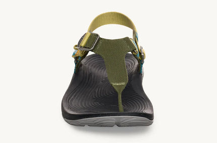 Green sandal with a strap on a white background