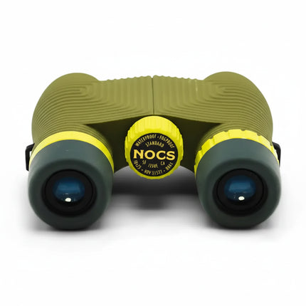 Nocs Provisions Standard Issue 8x25 waterproof binoculars in olive green and yellow