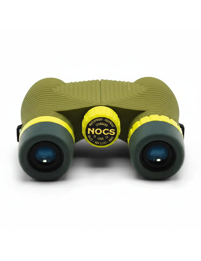 Nocs Provisions Standard Issue 8x25 waterproof binoculars in olive green and yellow