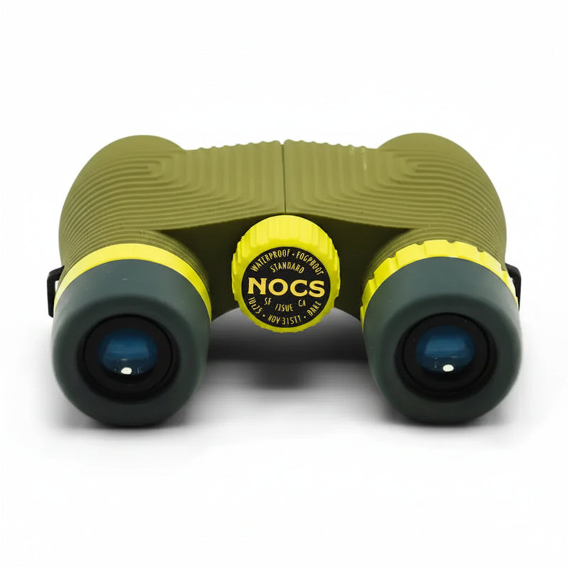 Nocs Provisions Standard Issue 8x25 waterproof binoculars in olive green and yellow