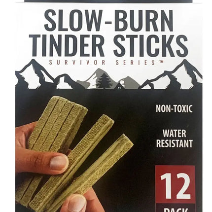 Slow-Burn Tinder Sticks, Survivor Series, 12-pack, non-toxic, water resistant