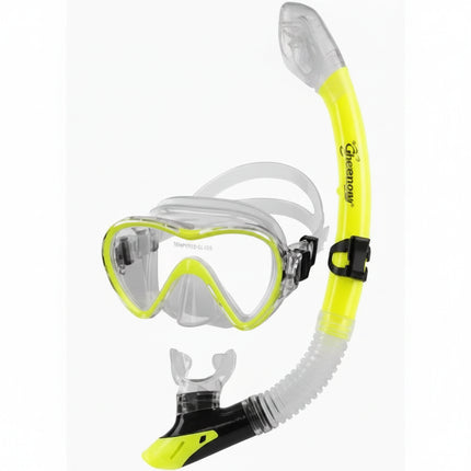 Seavenger Yellow and clear snorkel mask and snorkel