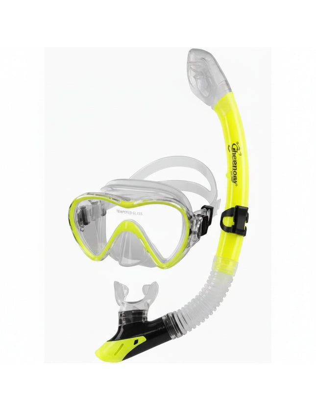 Seavenger Yellow and clear snorkel mask and snorkel