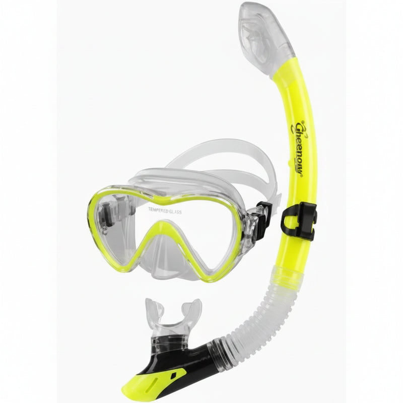 Seavenger Yellow and clear snorkel mask and snorkel