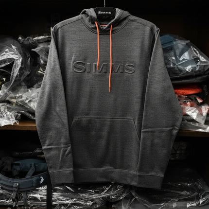 Simms hoodie in dark grey with orange drawstrings