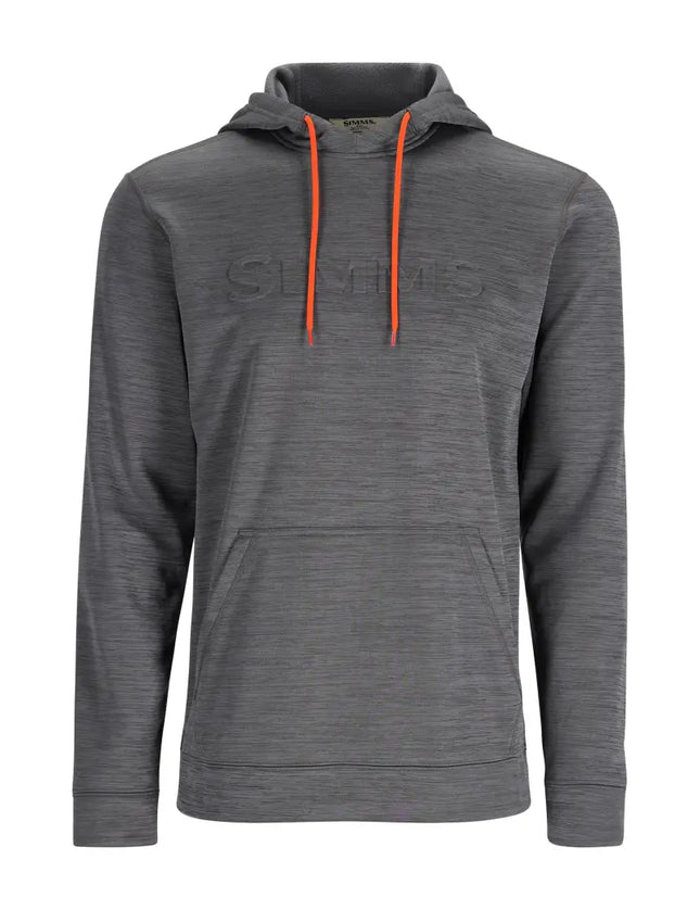 Simms hoodie in dark grey with orange drawstrings