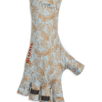 Light blue and brown patterned fishing glove with finger loops
