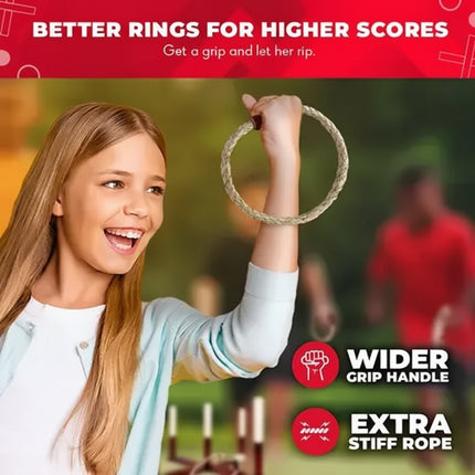 Girl holding a rope ring for a ring toss game