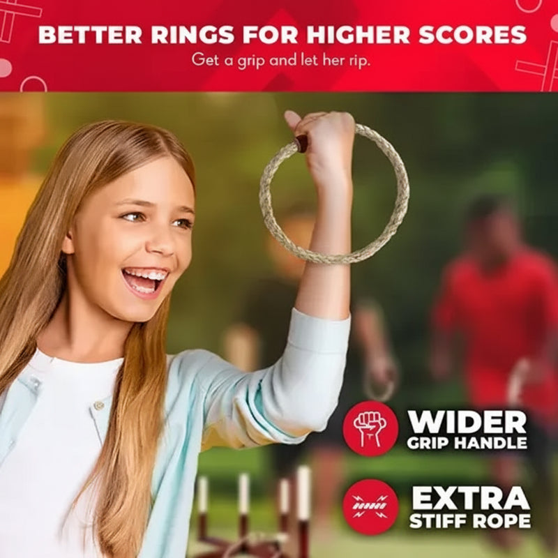 Girl holding a rope ring for a ring toss game