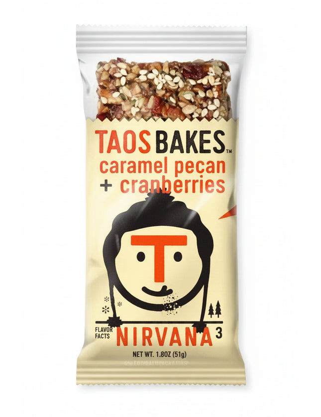 Taos Bakes Caramel Pecan + Cranberries Nirvana energy bar