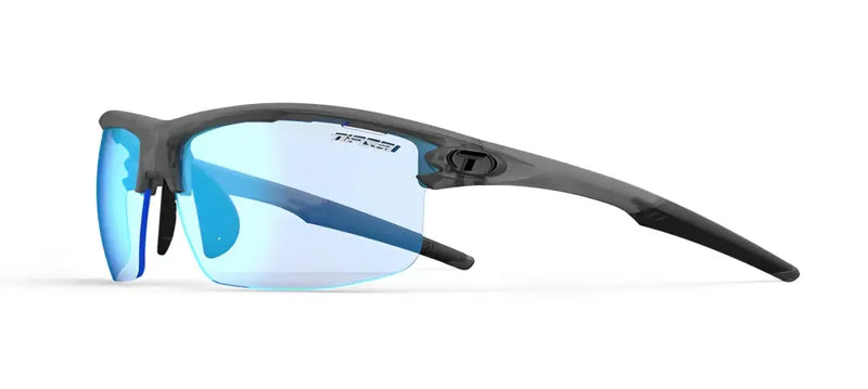 Tifosi Optics sunglasses with a dark grey frame and blue lenses