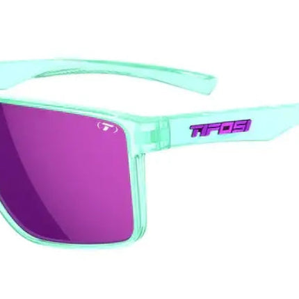 Tifosi Rail sunglasses in crystal teal with a magenta lens