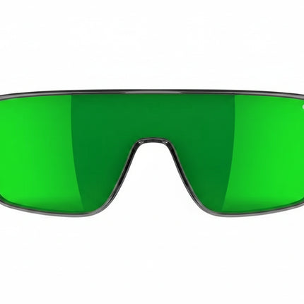 Green lens sunglasses with a clear frame
