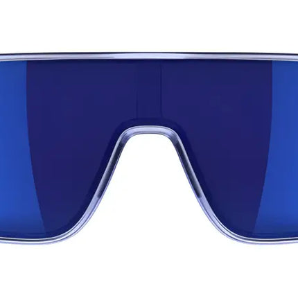 Blue sunglasses with a clear frame